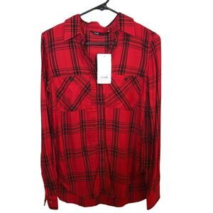 NEW oodji red buffalo plaid button down